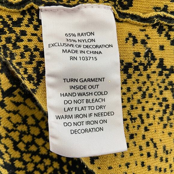 Nanette Lepore Black Yellow Snakeskin Print Bodycon Dress - Women's Size L - Picture 3 of 5